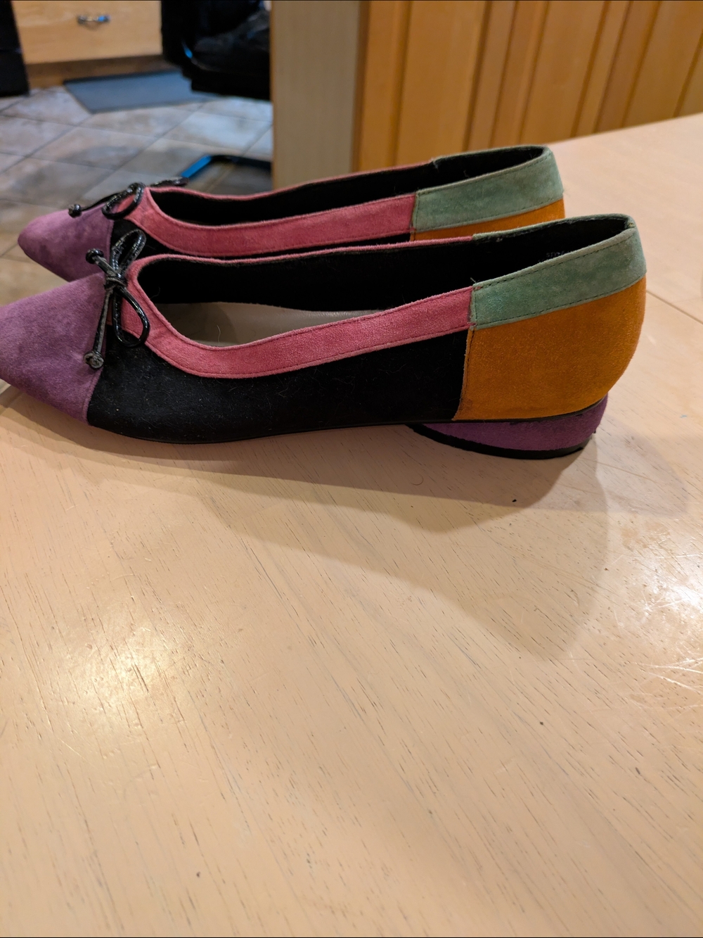 Vintage Annie Multicolor Suede Colorblock Ballet Flats 9.5M